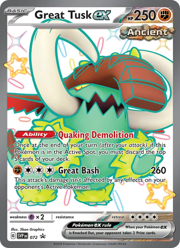Great Tusk ex 72 SVP Black Star Promos Pokesingles