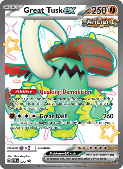 Great Tusk ex 72 SVP Black Star Promos Pokesingles