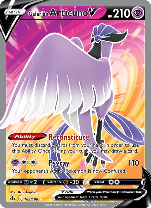 Galarian Articuno V 169 Chilling Reign Pokesingles