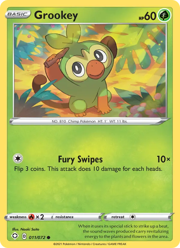 Grookey 11 Shining Fates Pokesingles