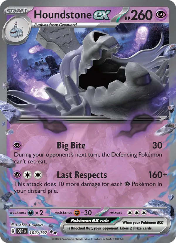 Houndstone ex 102 Obsidian Flames Pokesingles