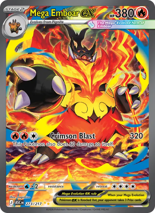 Mega Emboar ex 273 Ascended Heroes Pokesingles