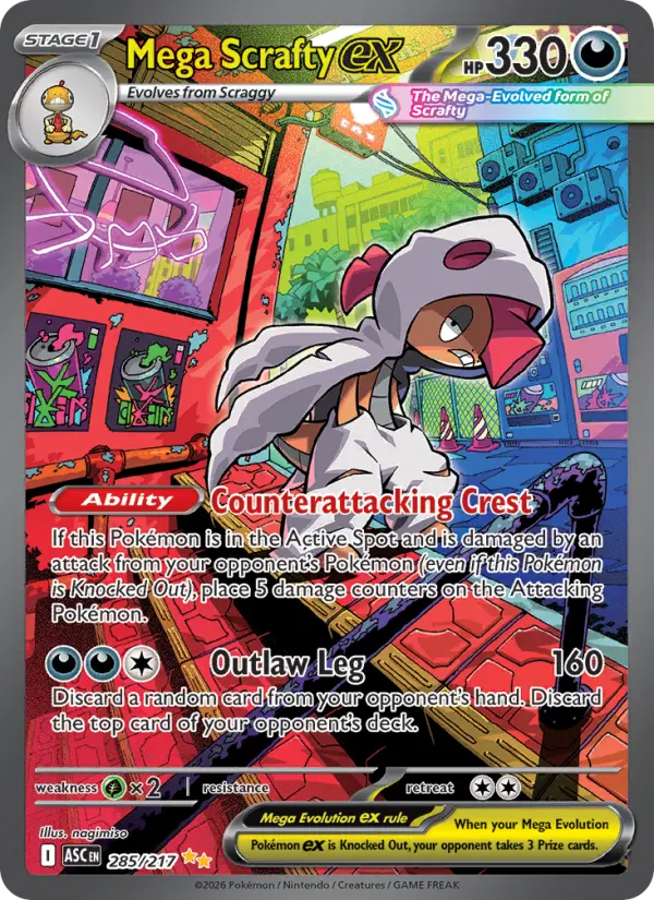Mega Scrafty ex 285 Ascended Heroes Pokesingles