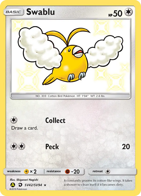 Swablu SV42 Hidden Fates Shiny Vault Pokesingles