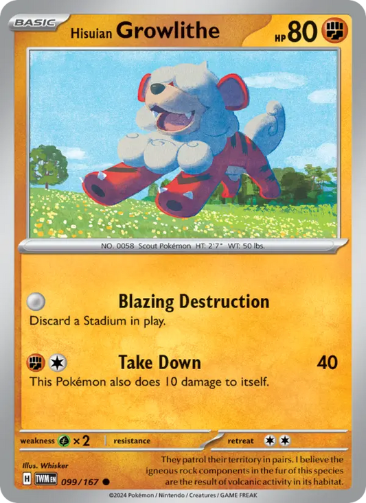 Hisuian Growlithe 99 Twilight Masquerade Pokesingles
