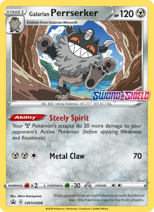 Galarian Perrserker SWSH008 SWSH Black Star Promos Pokesingles