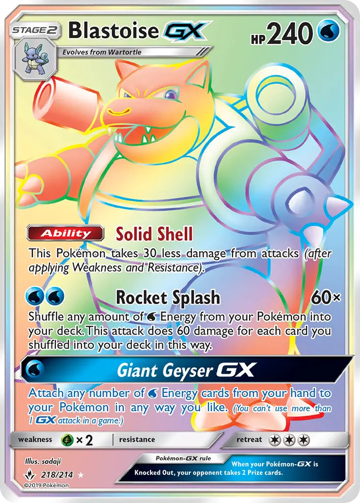 Blastoise GX 218 Unbroken Bonds Pokesingles