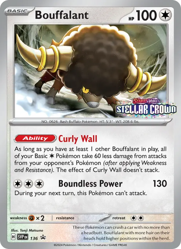 Bouffalant 136 SVP Black Star Promos Pokesingles