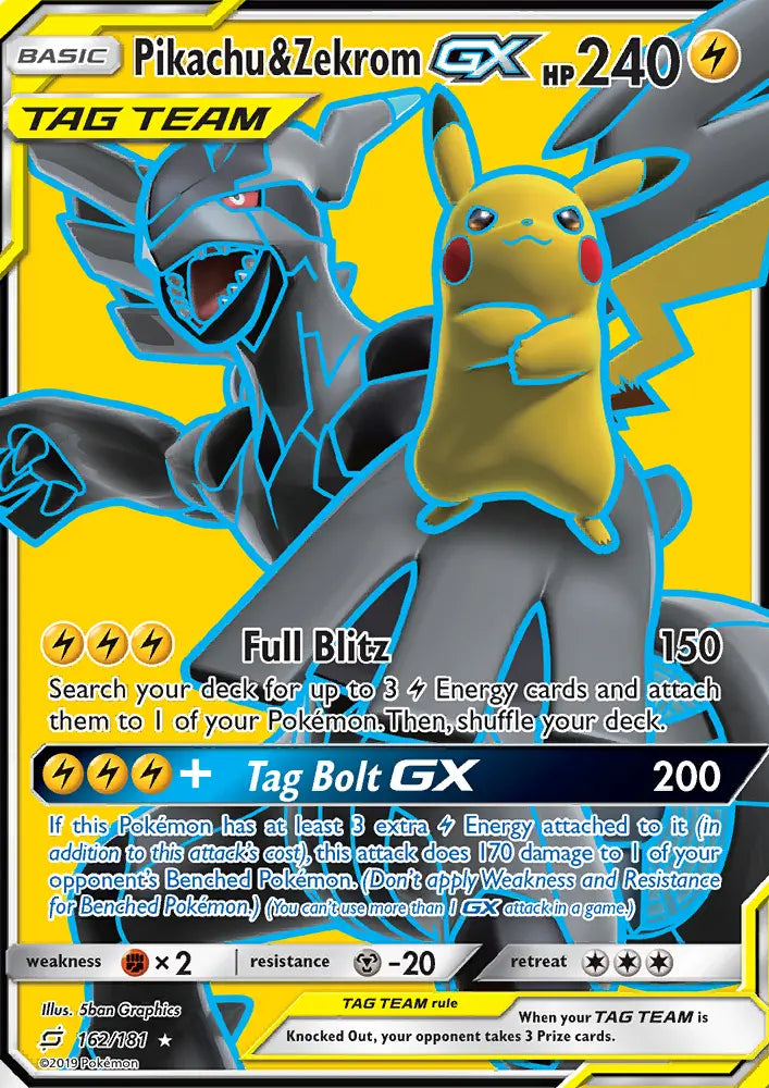 Pikachu & Zekrom GX 162 Team Up Pokesingles