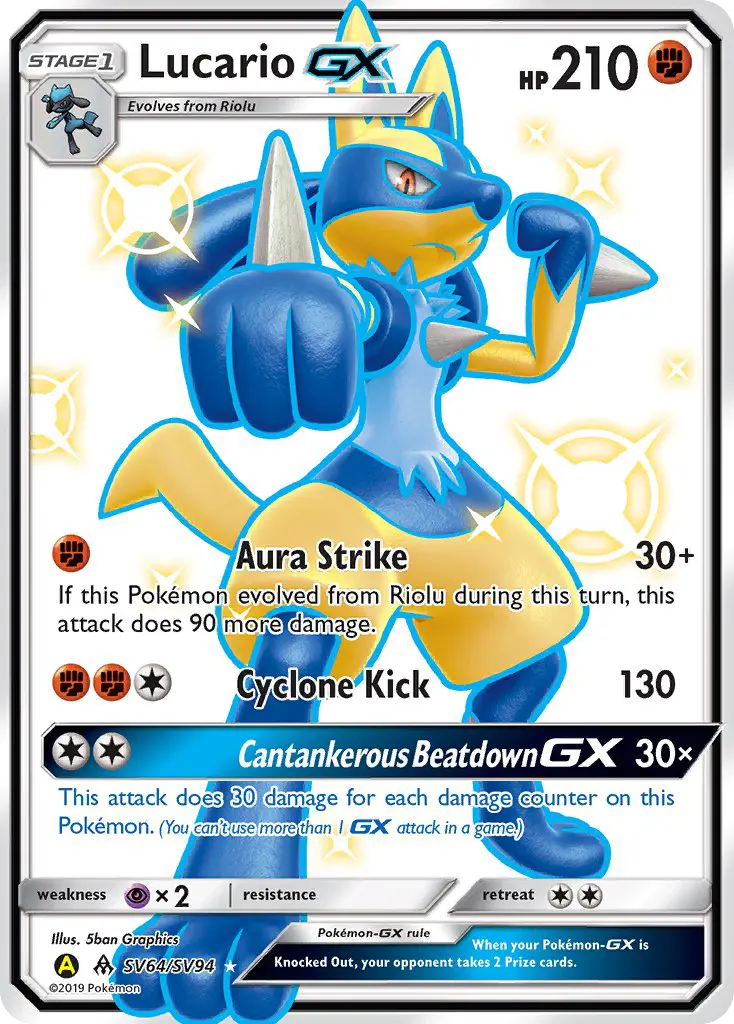 Lucario-GX SV64 Hidden Fates Shiny Vault Pokesingles