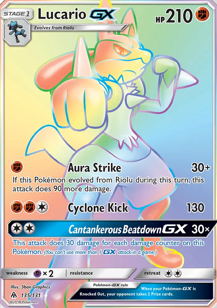 Lucario GX 135 Forbidden Light Pokesingles