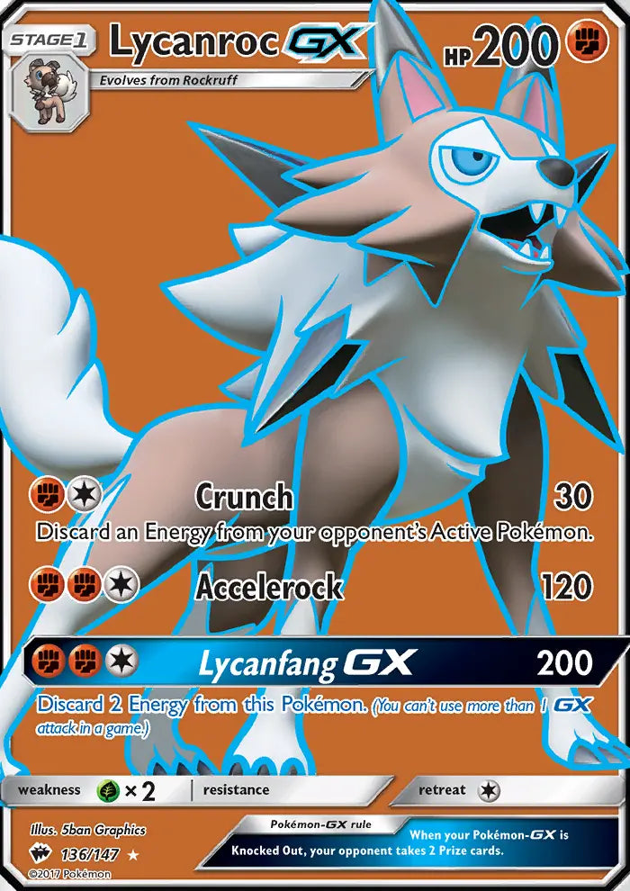 Lycanroc GX 136 Burning Shadows Pokesingles