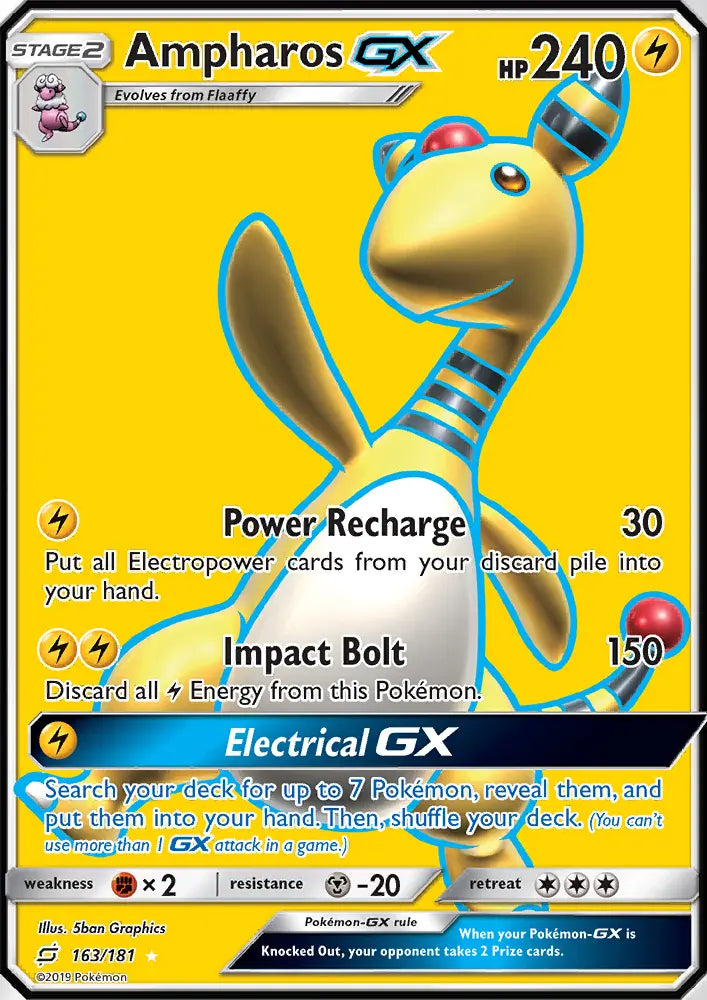 Ampharos GX 163 Team Up Pokesingles