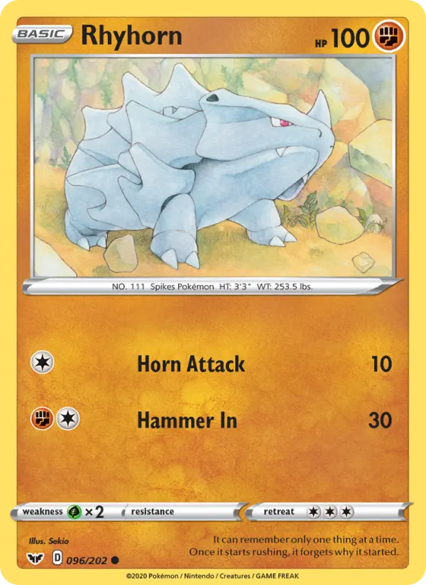 Rhyhorn 96 Sword & Shield Pokesingles