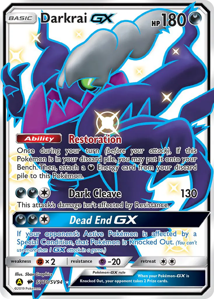 Darkrai-GX SV70 Hidden Fates Shiny Vault Pokesingles