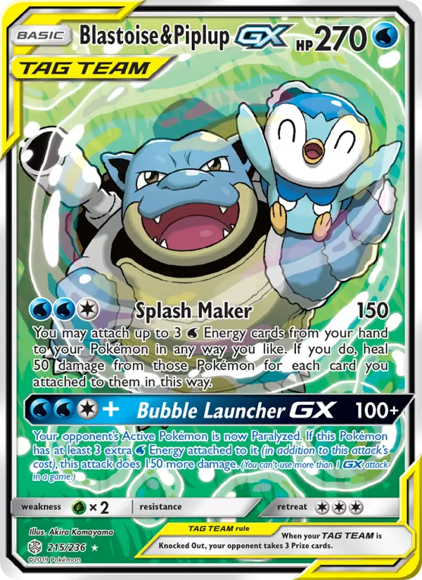 Blastoise & Piplup GX 215 Cosmic Eclipse Pokesingles