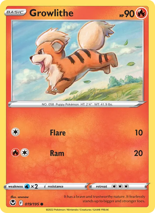 Growlithe 19 Silver Tempest Pokesingles