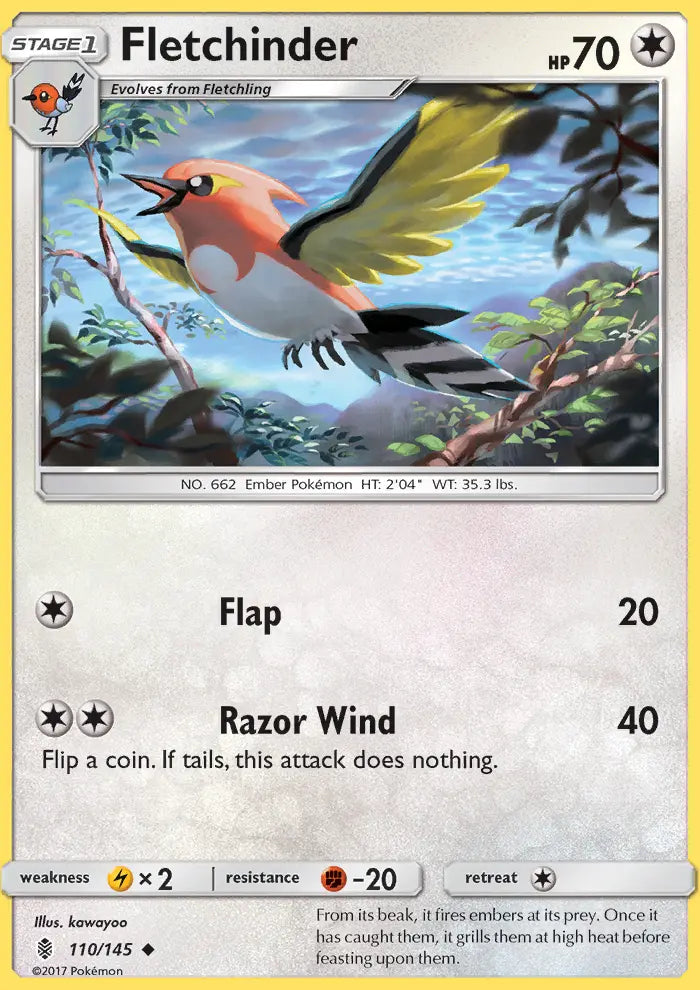 Fletchinder 110 Guardians Rising Pokesingles