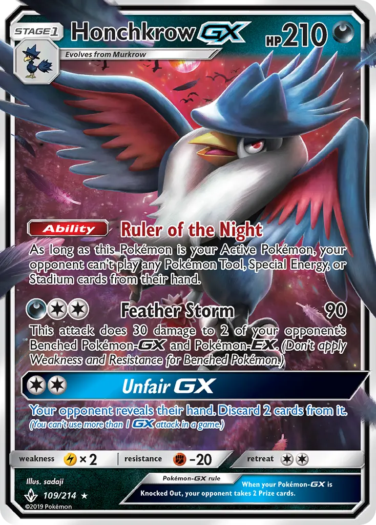 Honchkrow GX 109 Unbroken Bonds Pokesingles