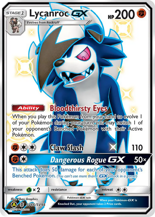 Lycanroc-GX SV66 Hidden Fates Shiny Vault Pokesingles