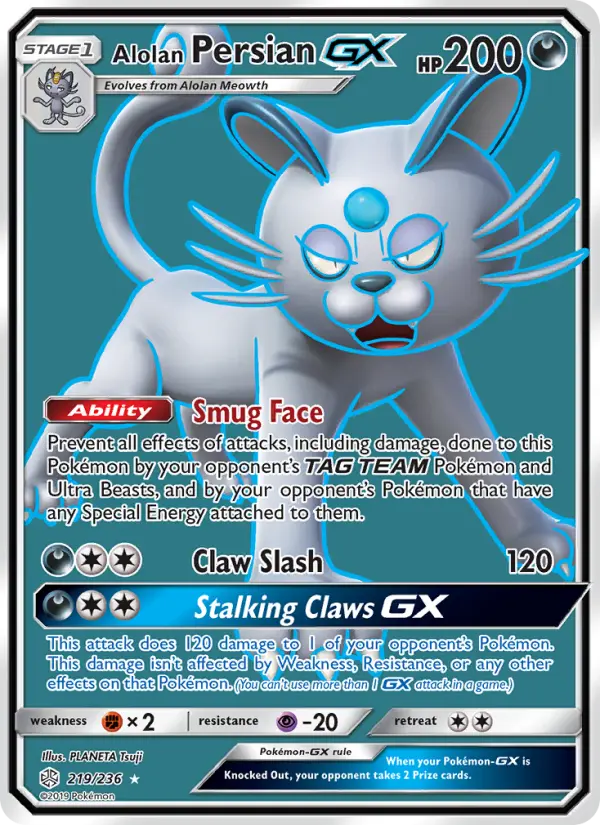 Alolan Persian GX 219 Cosmic Eclipse Pokesingles