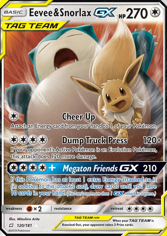 Eevee & Snorlax GX 120 Team Up Pokesingles