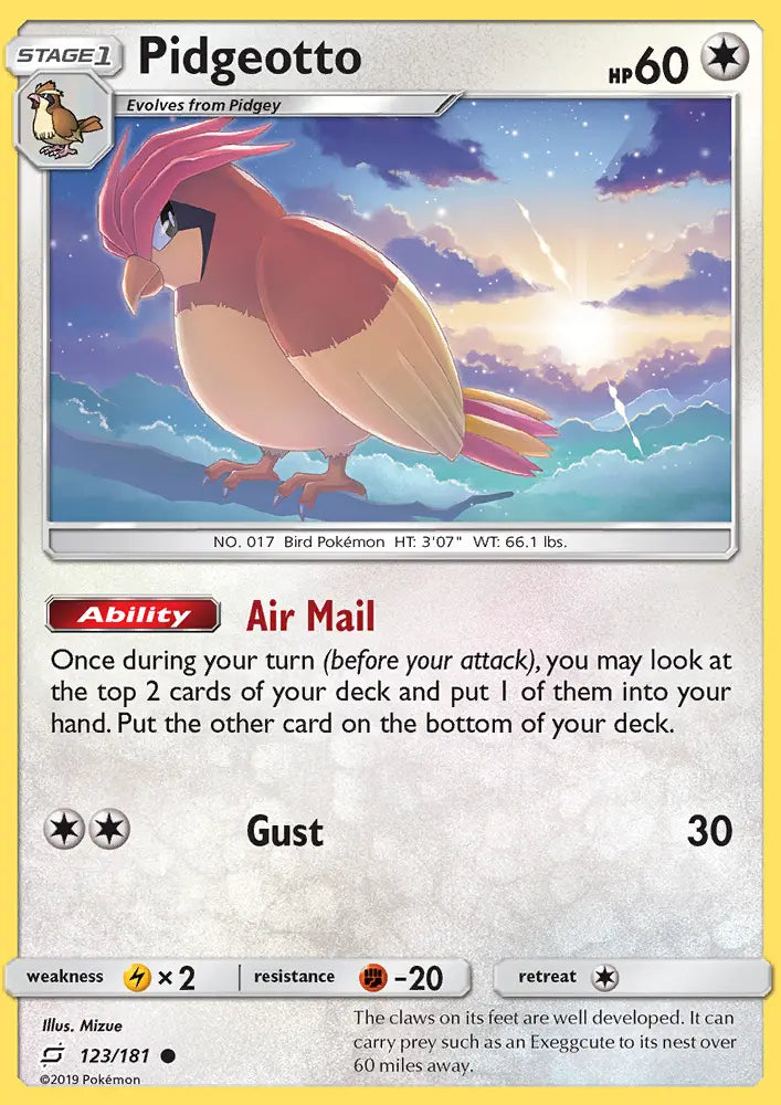 Pidgeotto 123 Team Up Pokesingles