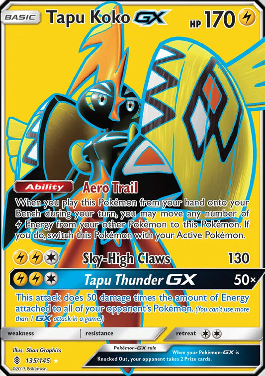 Tapu Koko GX 135 Guardians Rising Pokesingles