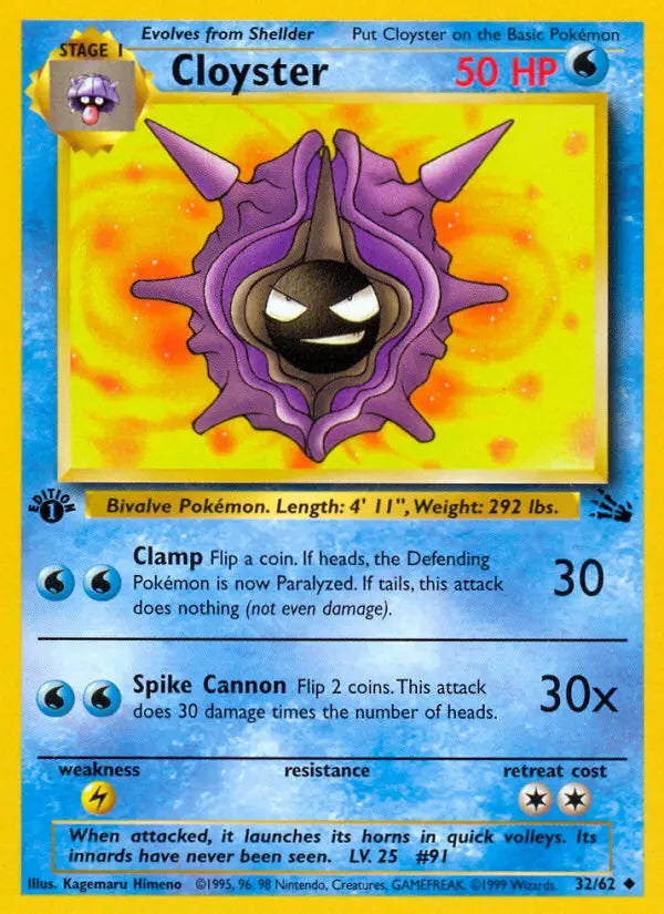 Cloyster 32 Fossil Pokesingles