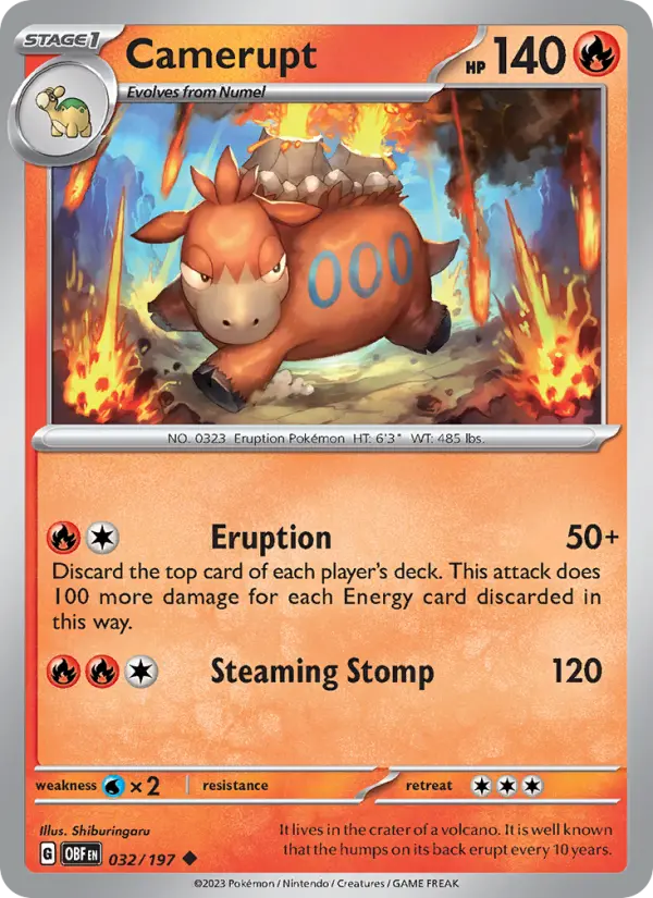 Camerupt 32 Obsidian Flames Pokesingles