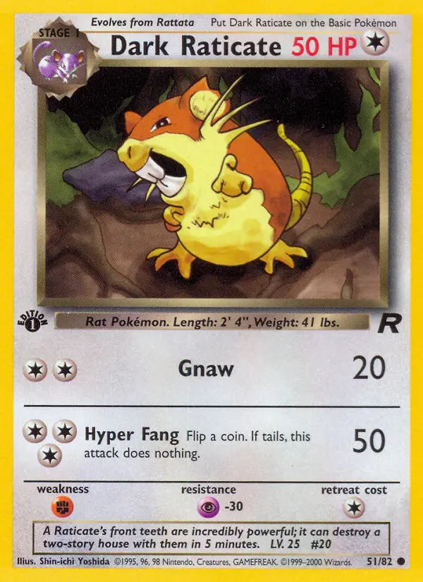 Dark Raticate 51 Team Rocket Pokesingles