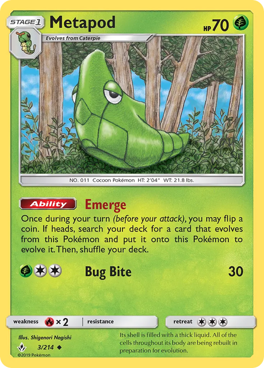 Metapod 3 Unbroken Bonds Pokesingles