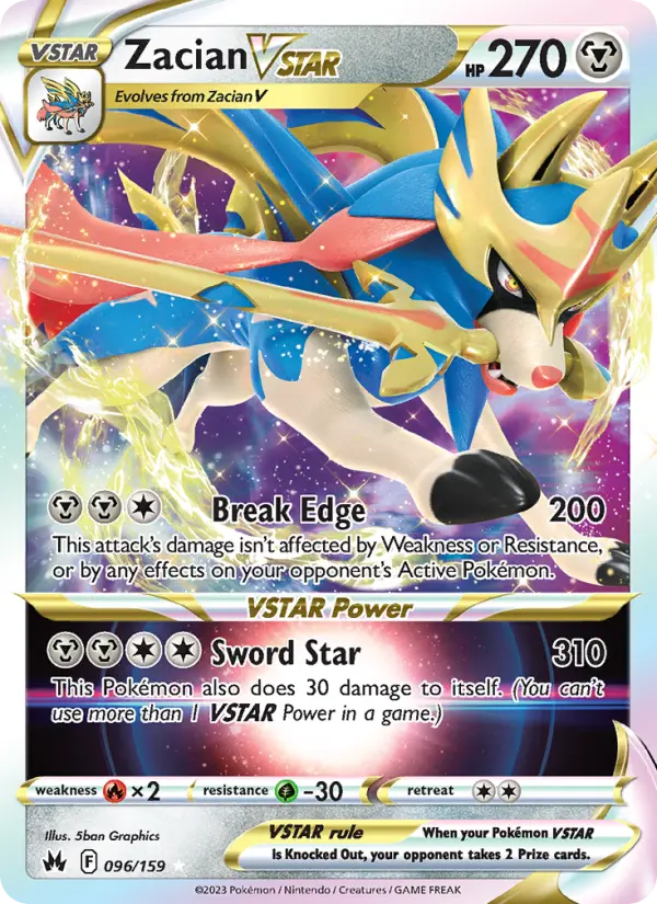 Zacian VSTAR 96 Crown Zenith Pokesingles