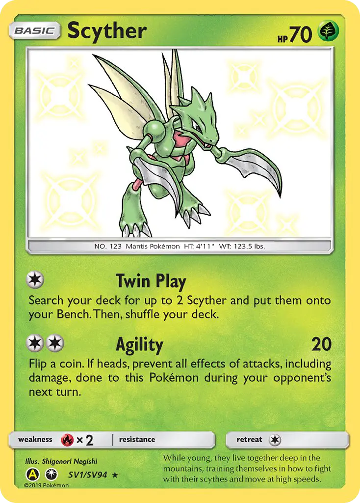 Scyther SV1 Hidden Fates Shiny Vault Pokesingles