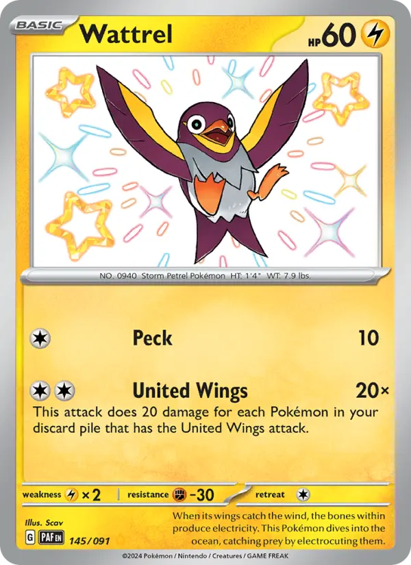 Wattrel 145 Paldean Fates Pokesingles