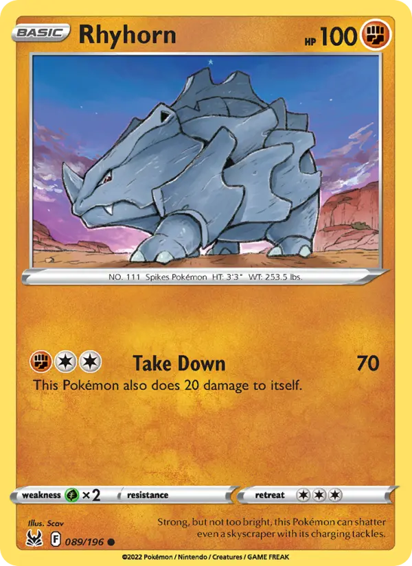 Rhyhorn 89 Lost Origin Pokesingles