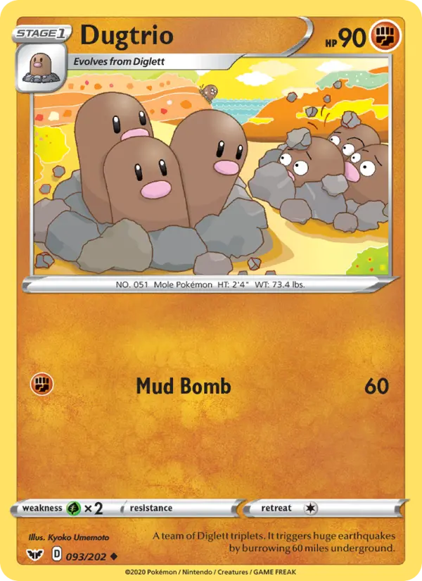 Dugtrio 93 Sword & Shield Pokesingles