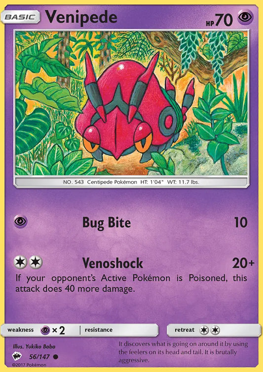 Venipede 56 Burning Shadows Pokesingles