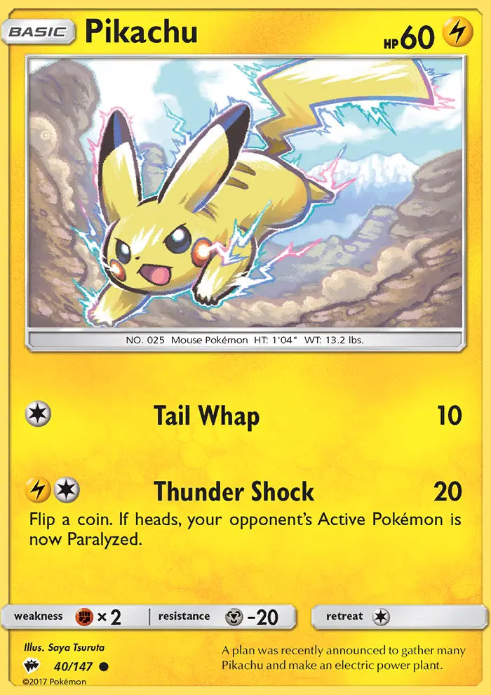 Pikachu 40 Burning Shadows Pokesingles