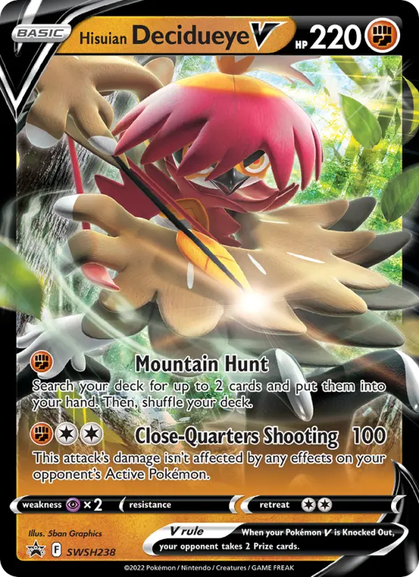 Hisuian Decidueye V SWSH238 SWSH Black Star Promos Pokesingles