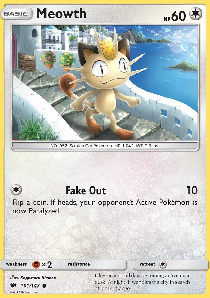 Meowth 101 Burning Shadows Pokesingles