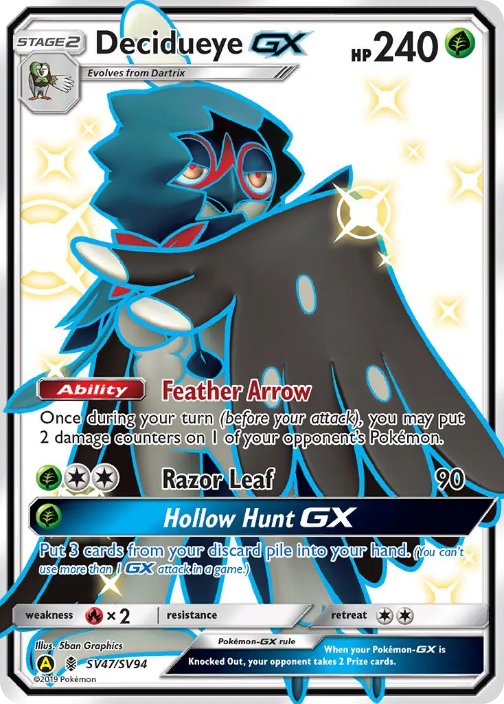 Decidueye-GX SV47 Hidden Fates Shiny Vault Pokesingles