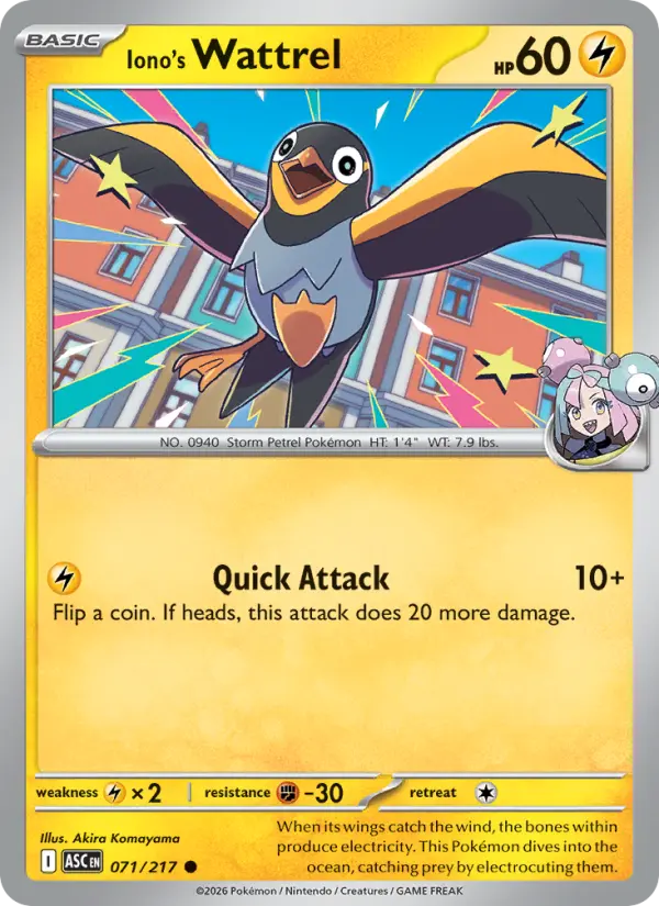 Iono's Wattrel 71 Ascended Heroes Pokesingles