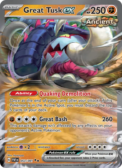 Great Tusk ex 53 Paldean Fates Pokesingles