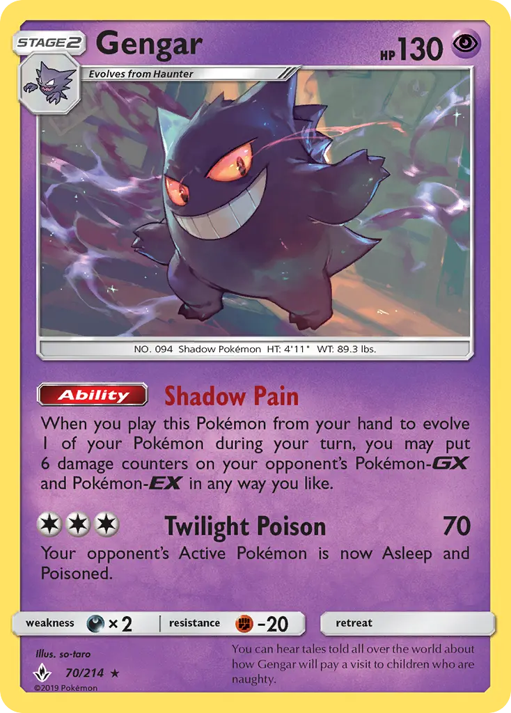 Gengar 70 Unbroken Bonds Pokesingles