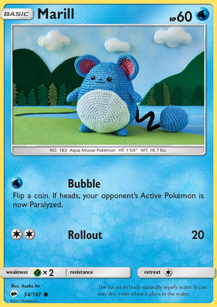 Marill 34 Burning Shadows Pokesingles