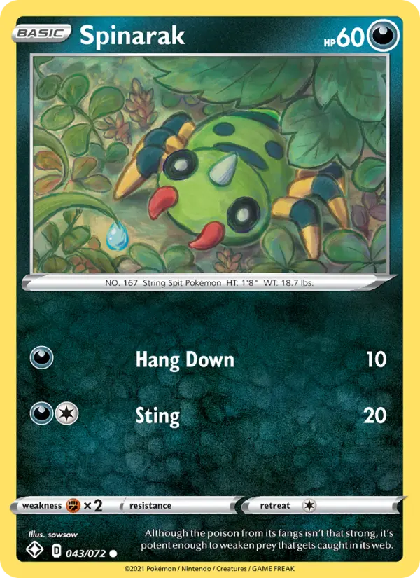 Spinarak 43 Shining Fates Pokesingles