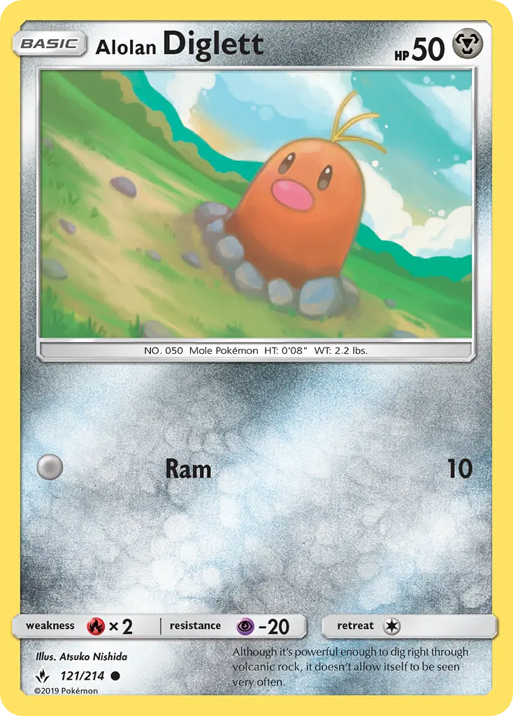 Alolan Diglett 121 Unbroken Bonds Pokesingles