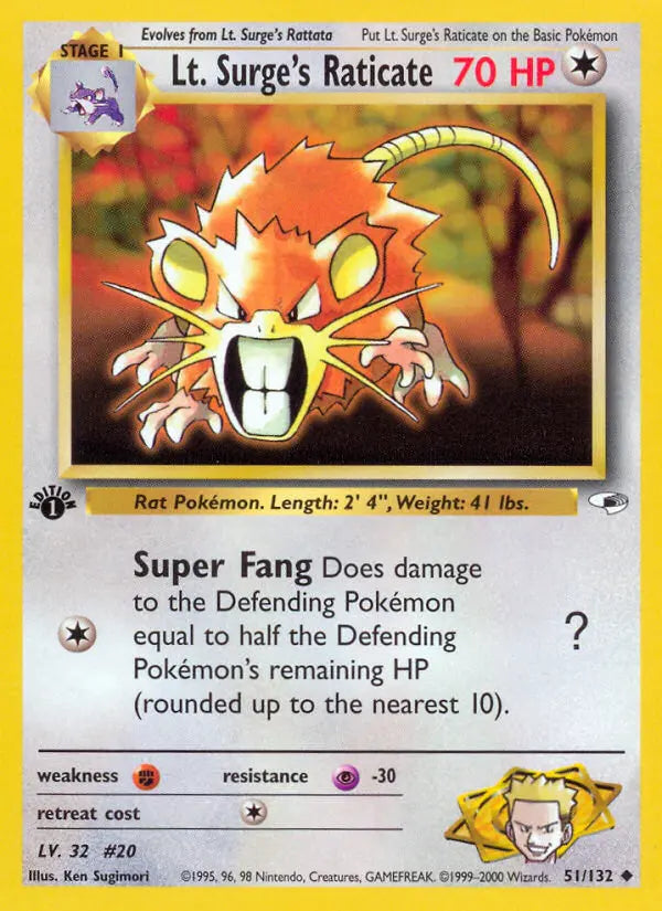 Lt. Surge's Raticate 51 Gym Heroes Pokesingles