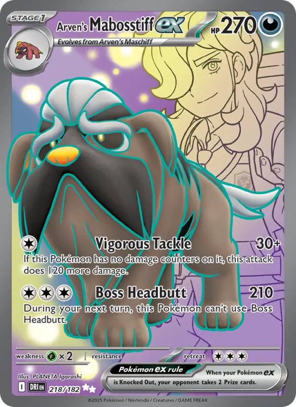 Arven's Mabosstiff ex 218 Destined Rivals Pokesingles